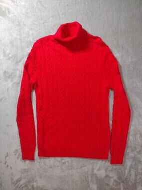 Lands' End Drifter Sweater Womens M Tall(10-12) Red Cowl Neck Christmas Holiday